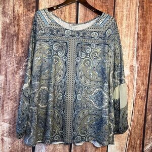 Catherines Blue and Gray Paisley Blouse